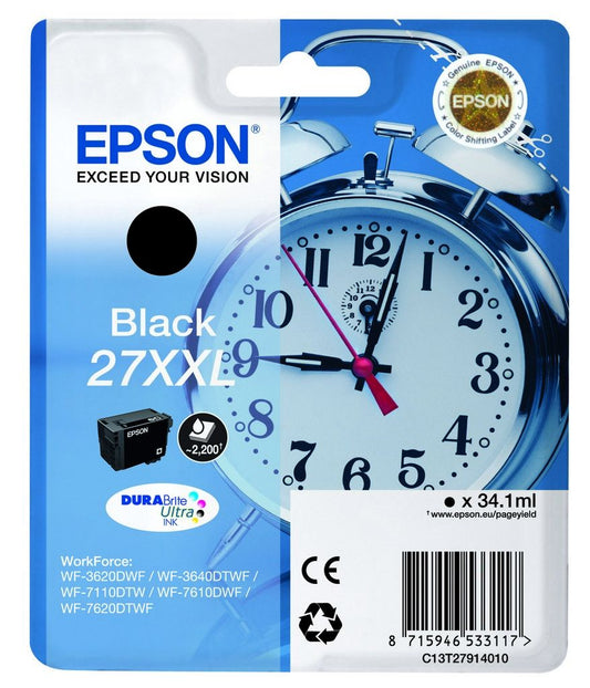 Epson Alarm Clock 27XXL DURABrite Ultra Ink Cartridge 1 pc Original Black