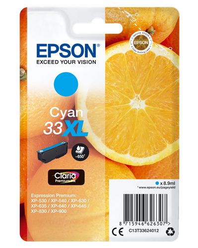 EPSON CART INK CIANO XL PER XP-630 XP-830 XP-635, SERIE 33 XL ARANCIA
