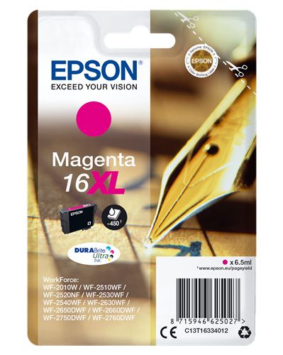 EPSON CART INK XL MAGENTA PER WF-2510WF, WF-2520NF, WF-2530WF WF-2540WF SERIE 16XL PENNA E CRUCIVERBA