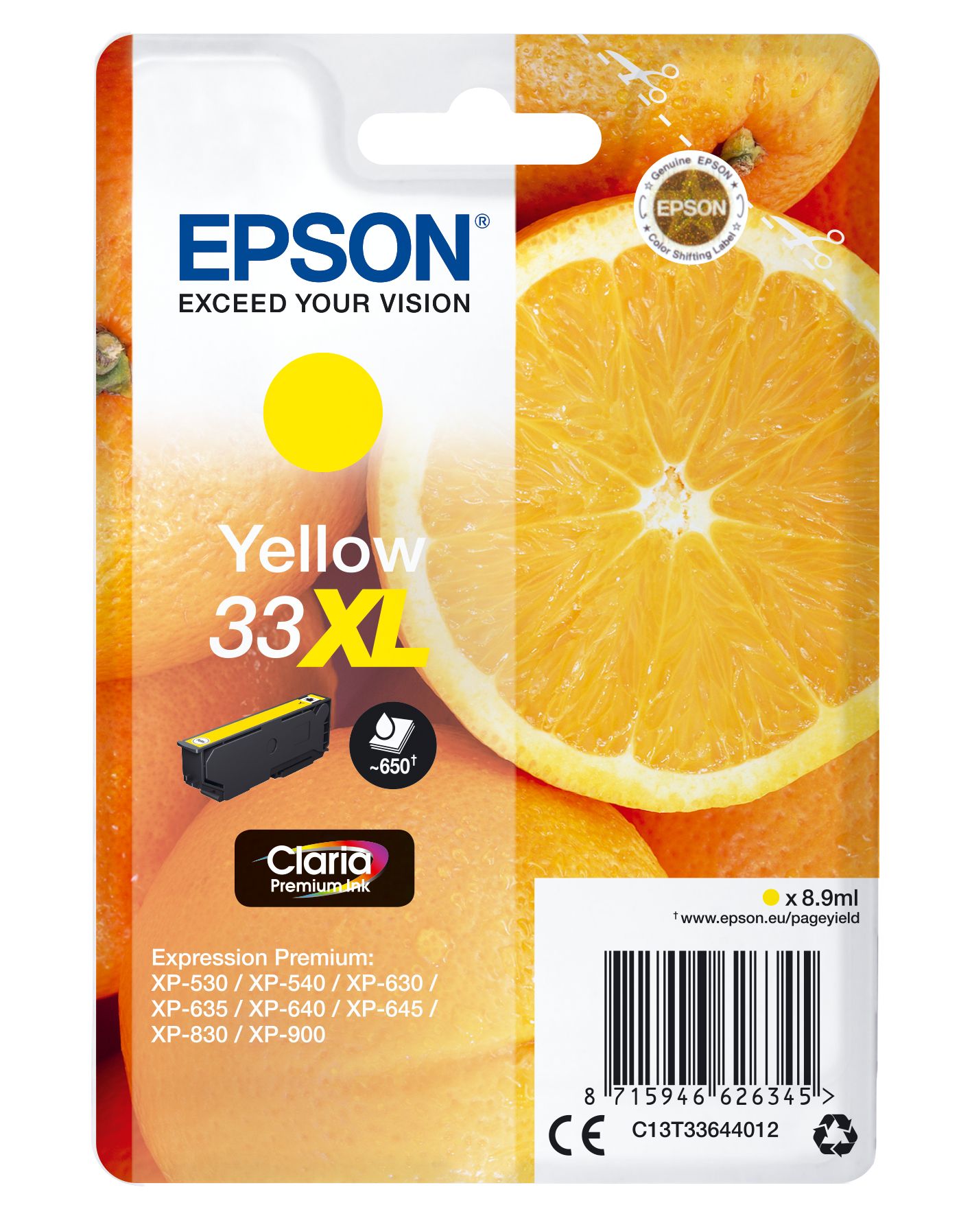 Epson Oranges Yellow T33XL Claria Premium Cartridge