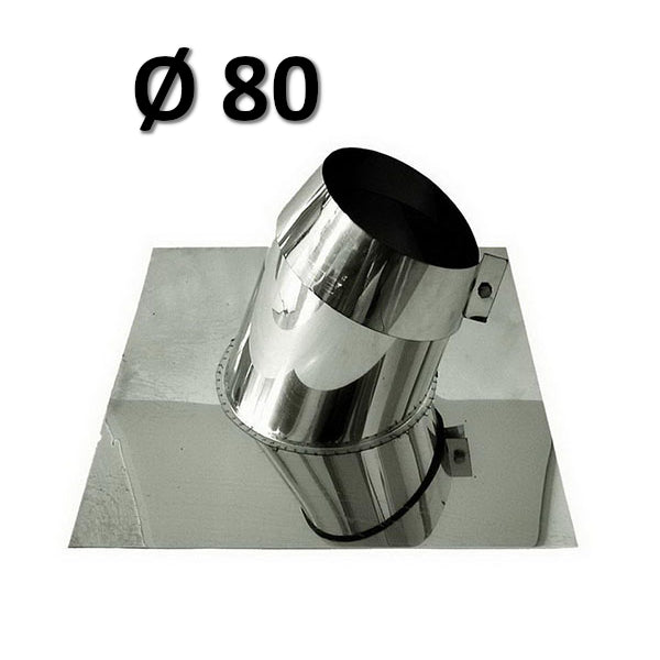 Lead flue for sloping roofs with 80 mm diameter chimney