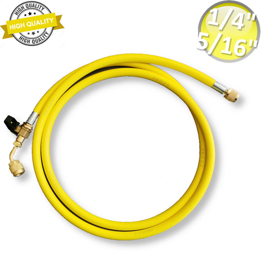 FLESSIBILE TUBO FRUSTA CON RUBINETTO 1/4'' x 5/16'' SAE ALTA QUALITÀ 1800 mm - COLORE GIALLO
