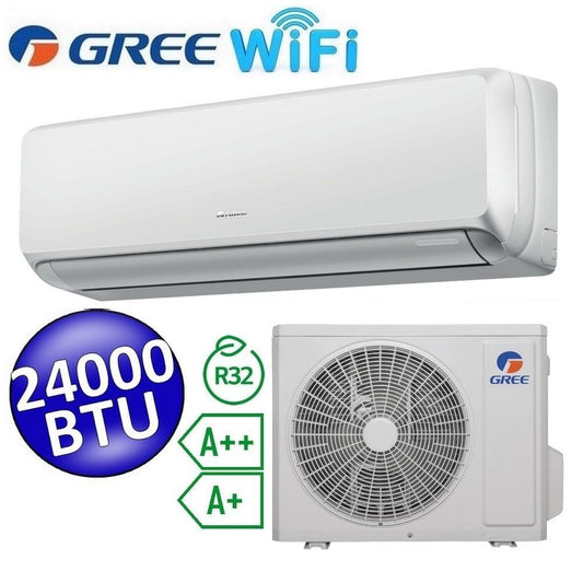 FULI Gree - 24000 BTU Class A++/A+ Inverter R32 WiFi Single Split Air Conditioner Set