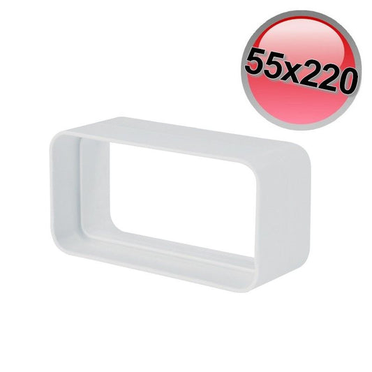 Giunto rettangolare 55x220 mm manicotto in plastica per condotto aria VMC cappa cucina