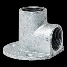 Gomito a muro con staffa 1/2'' F-F 90° in ghisa malleabile zincato