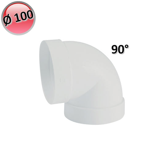 Gomito curva a 90° Ø 100 in plastica per condotto aria VMC cappa cucina