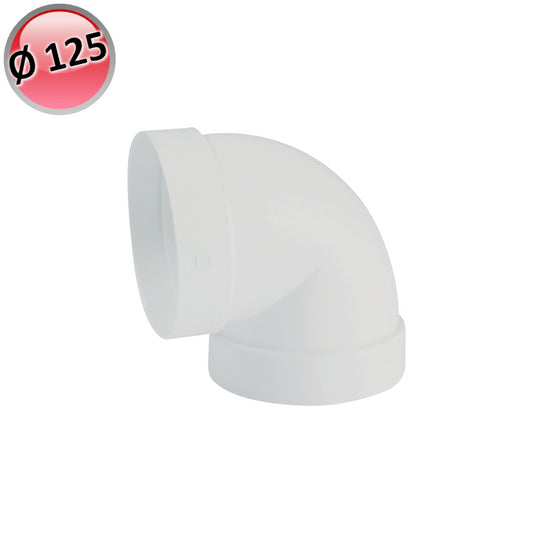 Gomito curva a 90° Ø 125 in plastica per condotto aria VMC cappa cucina