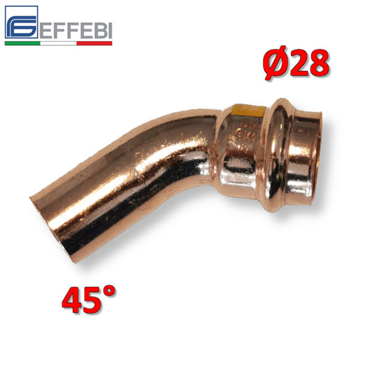 MF 45° elbow bend Ø 28 mm - UNICO press-fit copper for water and gas