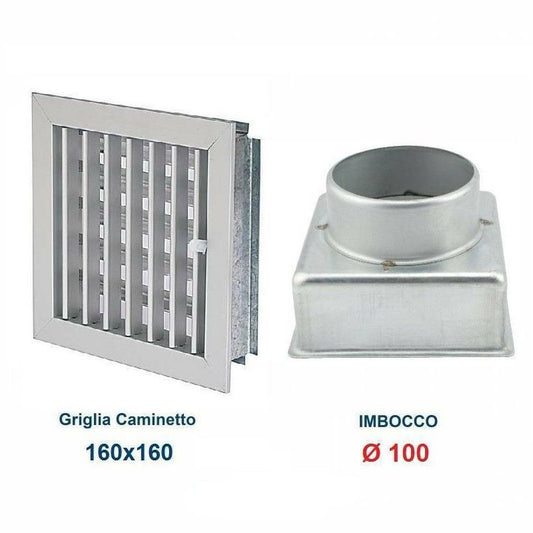 16x15cm ALUMINUM Vent Grill Diam.100mm with Chimney Adapter