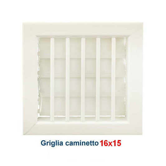Adjustable White Fireplace Grille with Damper 16x15cm