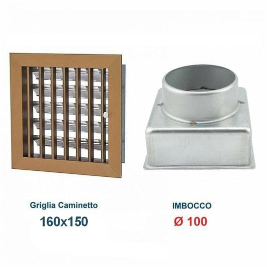 16x15cm BRONZE Vent Grille Diam.100mm with Chimney Adapter