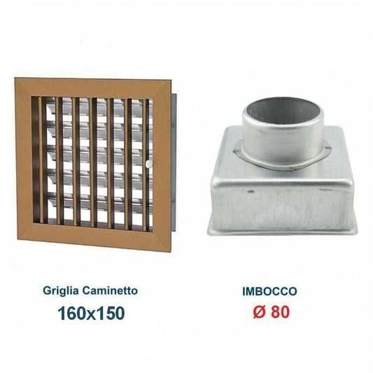 16x15cm BRONZE Vent Grill Diam.80mm with Chimney Adapter