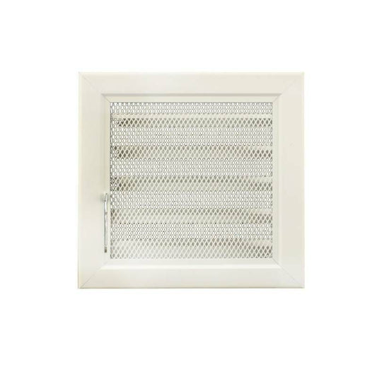 18x18cm WHITE Fireplace Vent Grill with Mesh and Adjustable Damper