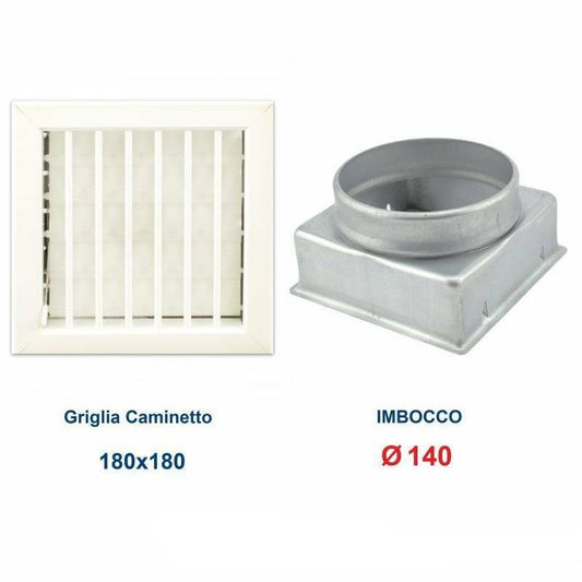 18x18cm Diam.140mm White Vent Grill with Chimney Adapter