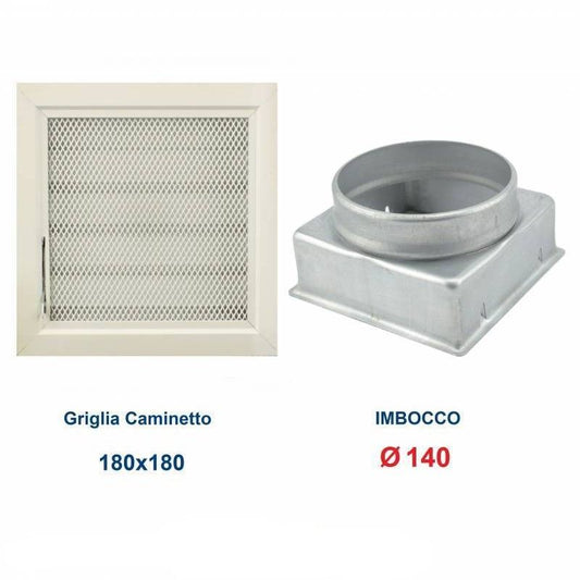 18x18cm White Vent Grille with Mesh and Chimney Adapter