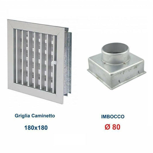 18x18cm Diam. 80mm Aluminum Vent Grill with Chimney Adapter
