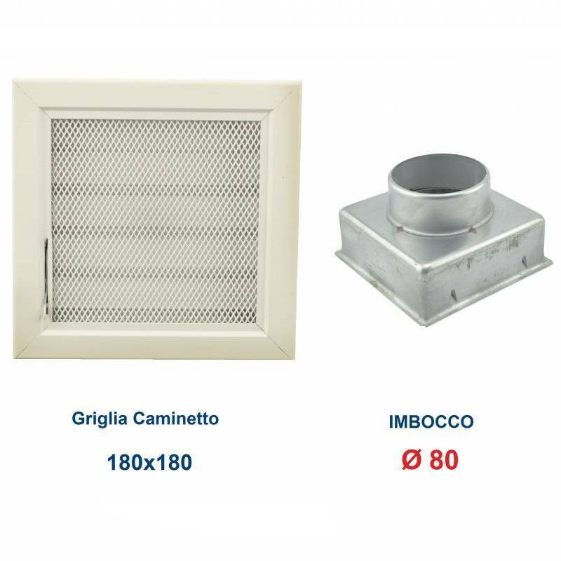 18x18cm White Vent Grille with Mesh and Chimney Adapter