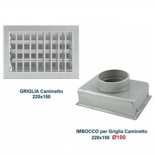 22x15cm ALUMINUM Vent Grill Diam.100mm with Chimney Adapter