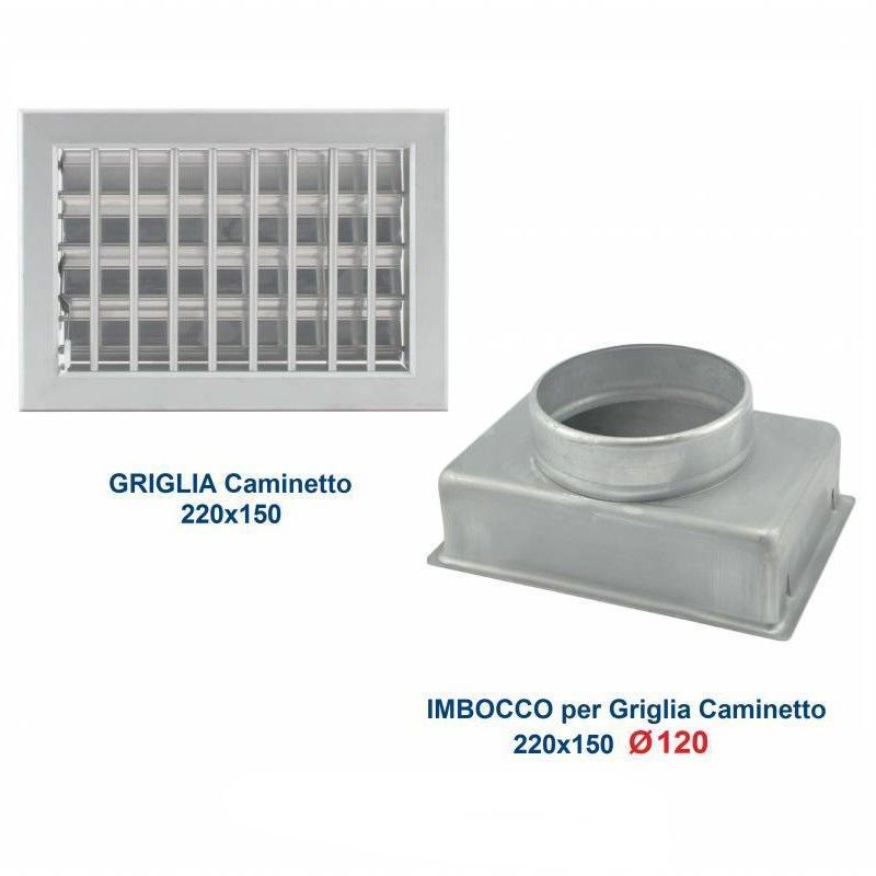 22x15cm ALUMINUM Vent Grill Diam.120mm with Chimney Adapter