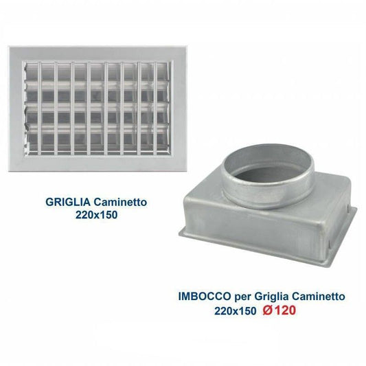 22x15cm ALUMINUM Vent Grill Diam.120mm with Chimney Adapter