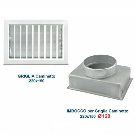 22x15cm White Vent Grille Diam.120mm with Chimney Adapter