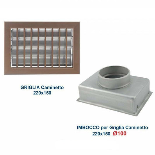 22x15cm BRONZE Vent Grill Diam.100mm with Chimney Adapter