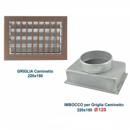 22x15cm BRONZE Vent Grill Diam.120mm with Chimney Adapter