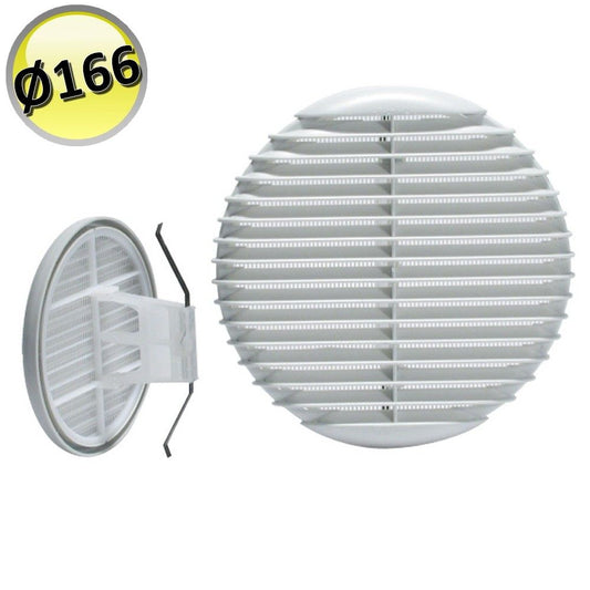Griglia di ventilazione Ø 166 mm in plastica con rete e molle