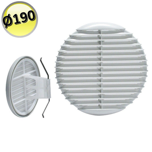 Griglia di ventilazione Ø 190 mm in plastica con rete e molle