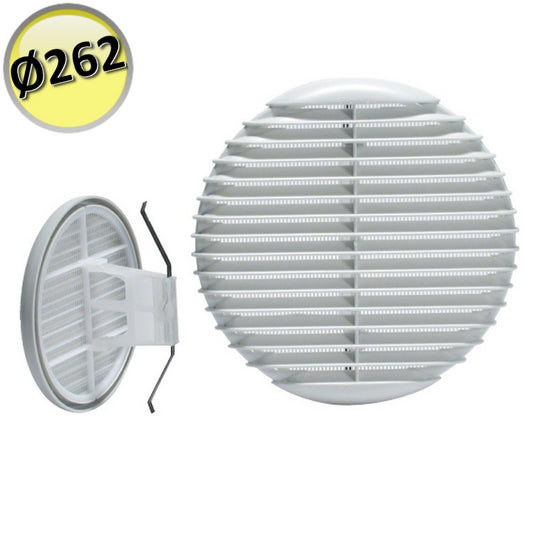 Griglia di ventilazione tonda Ø 262 mm in plastica con rete e molle