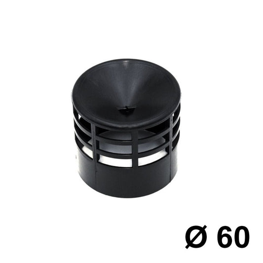 Black plastic flue grille Ø 60 mm for condensing boilers