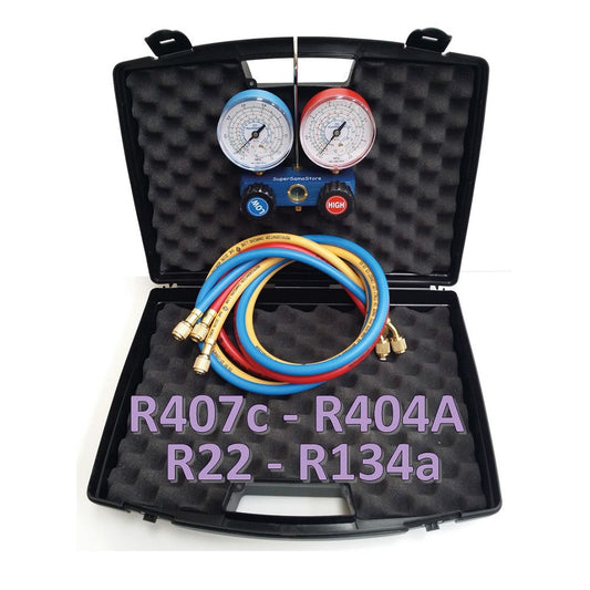 2-way manifold with hoses - R407c R404A R22 R134a