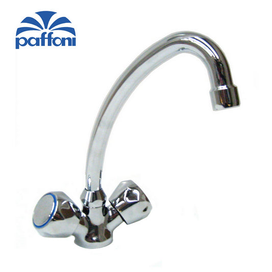 Single-hole sink mixer with swivel spout and high pipe - Paffoni Danubio DA180 CR