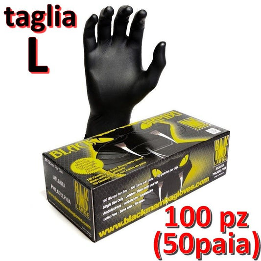 Guanti BLACK MAMBA in nitrile taglia L - scatola 100 pezzi
