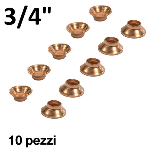 10-Piece Set of 3/4" SAE Coupling Tapered Copper Gasket