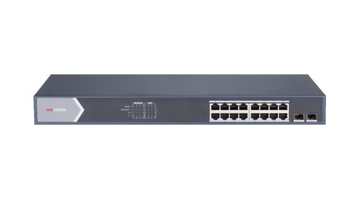 HIKVISION SWITCH 16 PORT GIGABIT SMART POE SWITCH 16 GIGABIT POE PORTS, 2 GIGABIT SFP PORTS, 802.3A