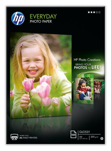 HP PHOTO PAPER A4 200GR/M2 GLOSSY WHITE 100FF
