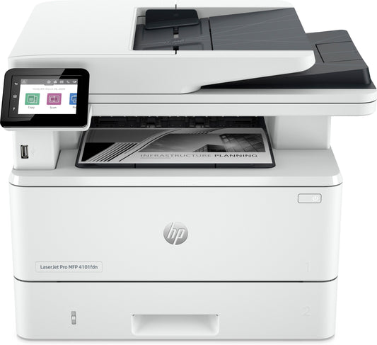 HP MULTIF. LASER A4 B/W, LASERJET PRO 4102FDN, 4000 SERIES, 40PPM, ADF, DUPLEX, USB/LAN, 4 IN 1