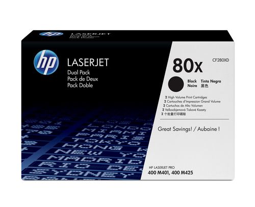 HP BLACK TONER 80X PACK OF 2