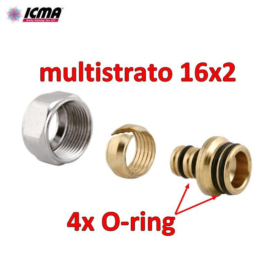 ICMA 101 Eurocone manifold fitting for multilayer pipe Ø 16x2 mm with 4 O-rings