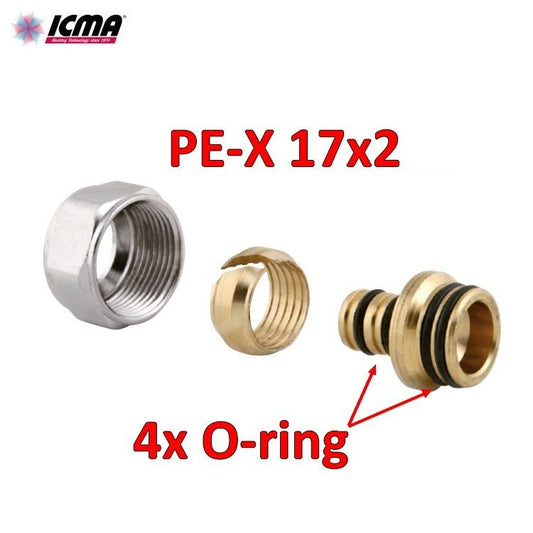 ICMA 101 Eurocone manifold fitting for PE-XA pipe Ø 17x2 mm with 4 O-rings