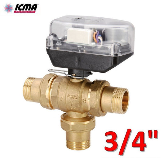 ICMA 343 - 3/4'' 3-way diverter ball zone valve complete with 230V servocontrol