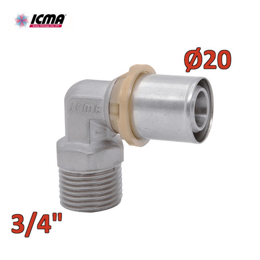ICMA 404 - SEMPITER® curved male press fitting 20x3/4''