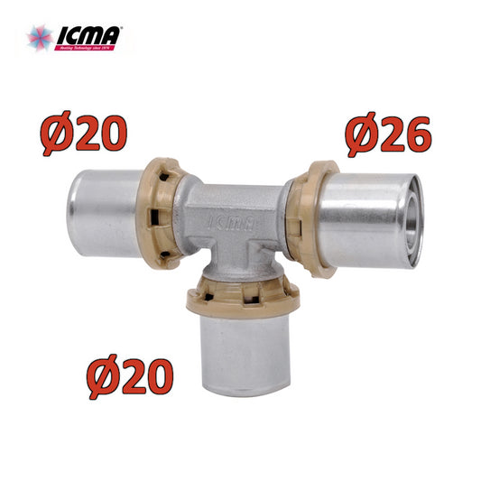 ICMA 406 - Reduced TEE T 20x20x26 SEMPITER® multilayer press fitting