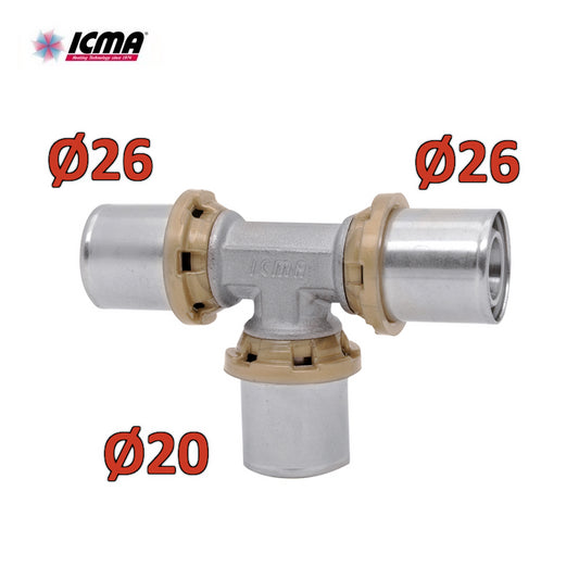 ICMA 406 - Reduced TEE T 26x20x26 SEMPITER® multilayer press fitting