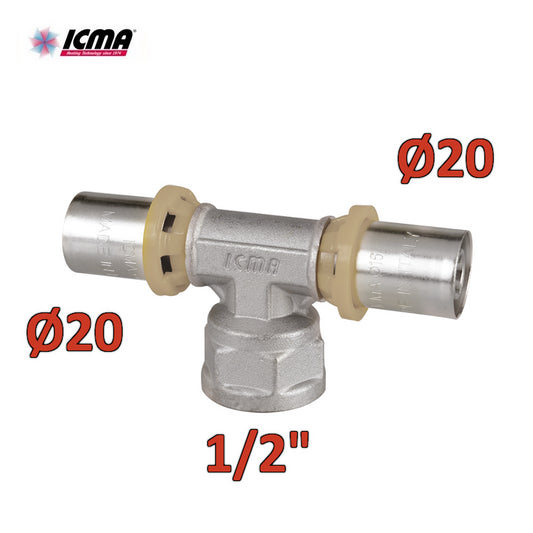 ICMA 408 - SEMPITER® Press Fitting 20 x 1/2'' x 20 with Female TEE