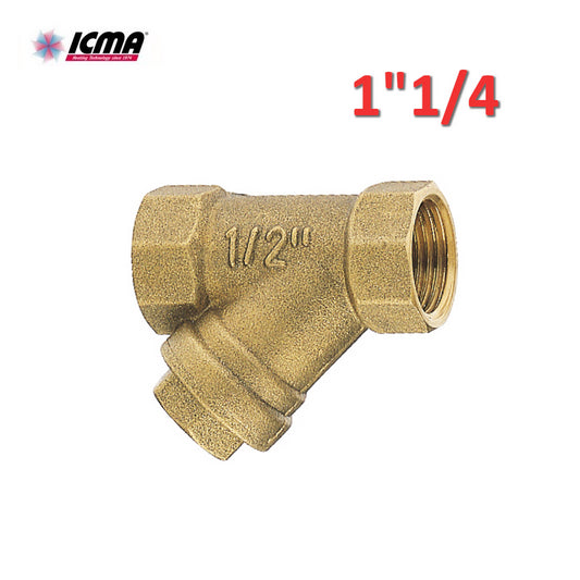ICMA 50 - 1?1/4 brass Y-filter with dirt collection mesh