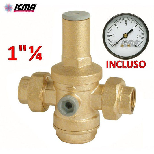 ICMA Water pressure reducer 1''1/4 FF pressure gauge included