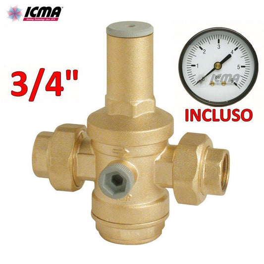 ICMA Water pressure reducer 3/4'' FF pressure gauge included