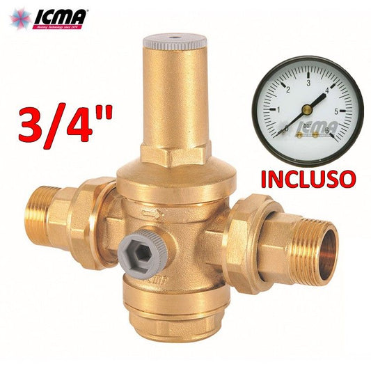 ICMA Water pressure reducer 3/4'' MM pressure gauge included